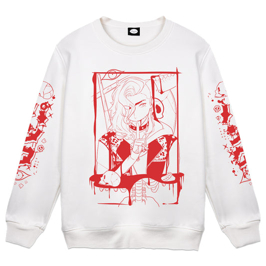 DamienDreadVT Horror Punk Variant White Crewneck