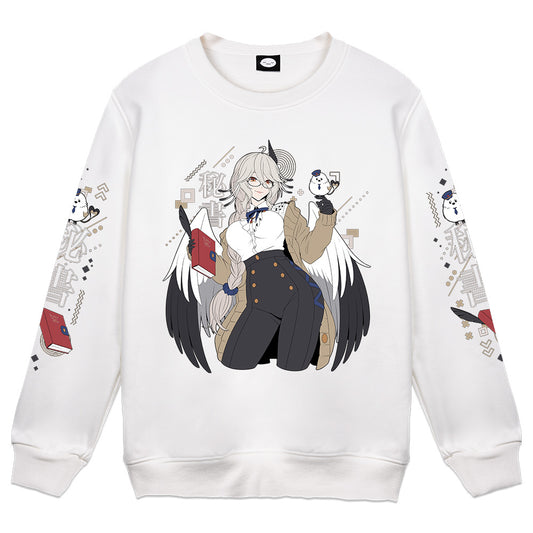 KiraHishotori Bird Secretary White Crewneck