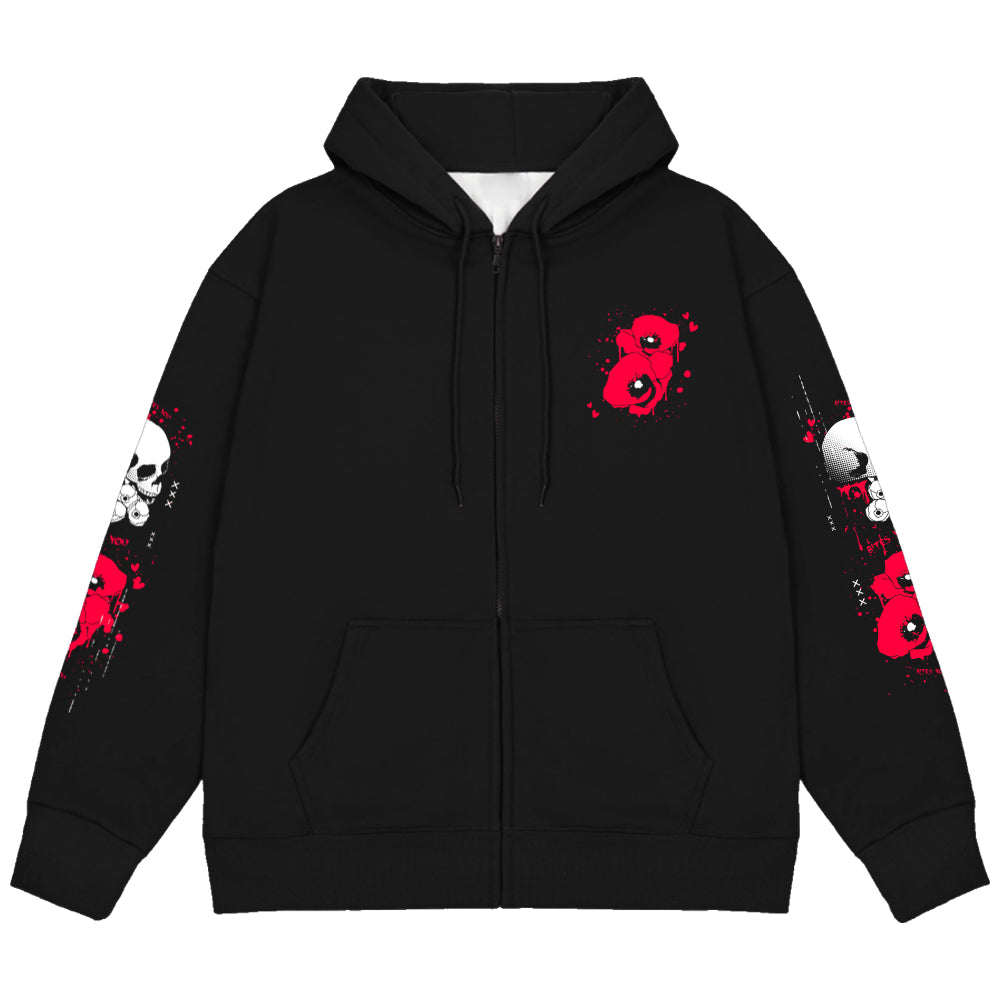 Poppy Soleil "Bloody Poppies" Zip Up Hoodie